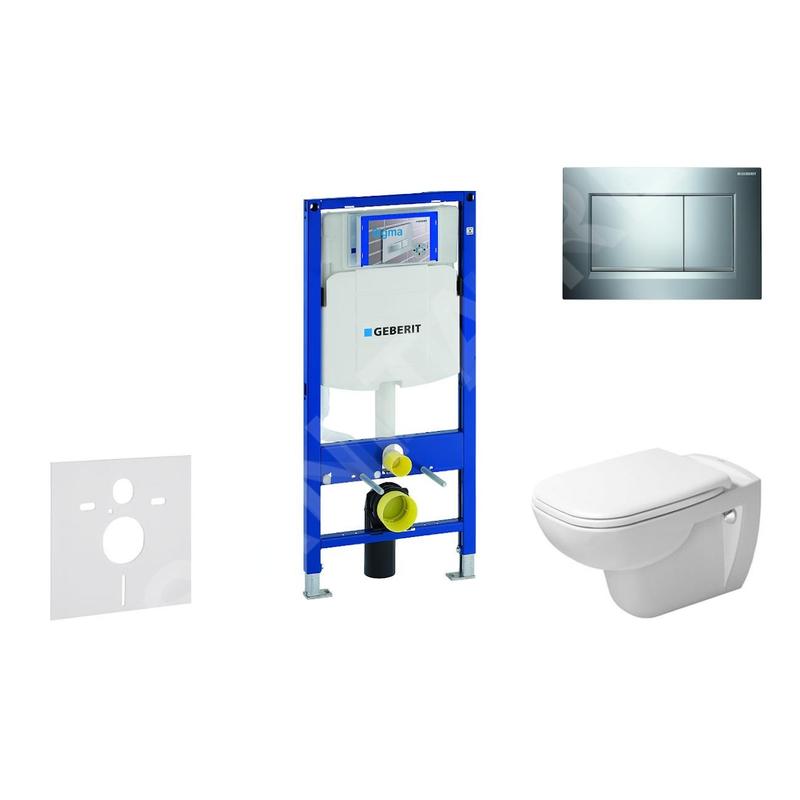 Geberit Duofix - Ensemble bâti-support, cuvette de toilette et siège D-Code, Rimless, SoftClose, plaque Sigma30, chrome