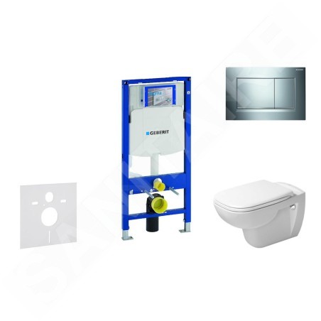 Geberit Duofix - Ensemble bâti-support, cuvette de toilette et siège D-Code, Rimless, SoftClose, plaque Sigma30, chrome