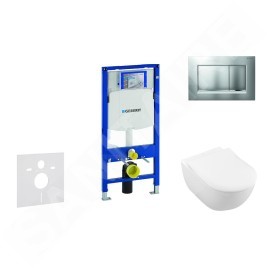 Geberit Duofix - Ensemble bâti-support, cuvette de toilette et siège Subway 2.0, DirectFlush, SoftClose, CeramicPlus et plaque
