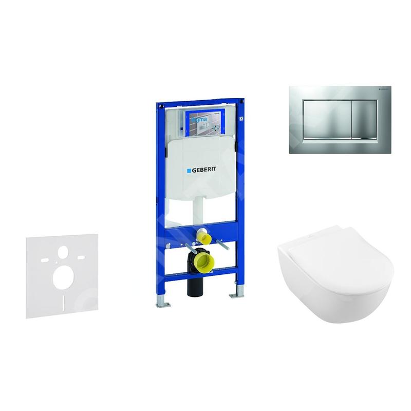 Geberit Duofix - Ensemble bâti-support, cuvette de toilette et siège Subway 2.0, DirectFlush, SoftClose, CeramicPlus et plaque