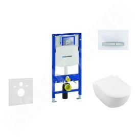 Geberit Duofix - Ensemble bâti-support, cuvette de toilette et siège Subway 2.0, DirectFlush, SoftClose, CeramicPlus et plaque