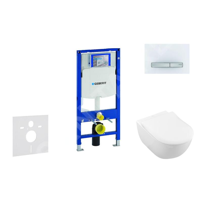 Geberit Duofix - Ensemble bâti-support, cuvette de toilette et siège Subway 2.0, DirectFlush, SoftClose, CeramicPlus et plaque