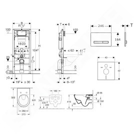 Geberit Duofix - Ensemble bâti-support, cuvette de toilette et siège Subway 2.0, DirectFlush, SoftClose, CeramicPlus et plaque