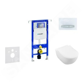 Geberit Duofix - Ensemble bâti-support, cuvette de toilette et siège Subway 2.0, DirectFlush, SoftClose, CeramicPlus et plaque