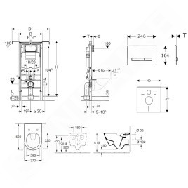 Geberit Duofix - Ensemble bâti-support, cuvette de toilette et siège Subway 2.0, DirectFlush, SoftClose, CeramicPlus et plaque