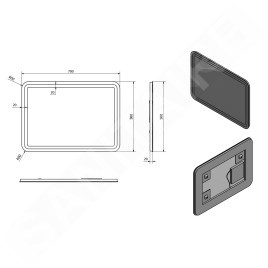 Sapho Nyx - Miroir avec éclairage LED, 500x700 mm, aluminium NY050