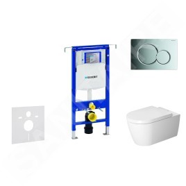 Geberit Duofix - Ensemble bâti-support, cuvette de toilette et siège ME by Starck, Rimless, SoftClose, plaque Sigma01, chrome