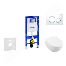 Geberit Duofix - Ensemble bâti-support, cuvette de toilette et siège Subway 2.0, DirectFlush, SoftClose, CeramicPlus et plaque