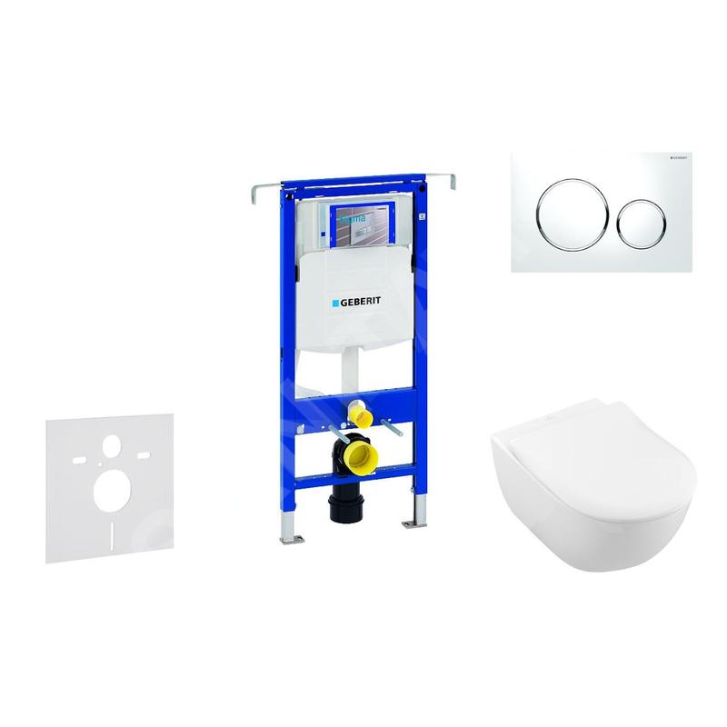 Geberit Duofix - Ensemble bâti-support, cuvette de toilette et siège Subway 2.0, DirectFlush, SoftClose, CeramicPlus et plaque