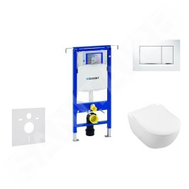 Geberit Duofix - Ensemble bâti-support, cuvette de toilette et siège Subway 2.0, DirectFlush, SoftClose, CeramicPlus et plaque