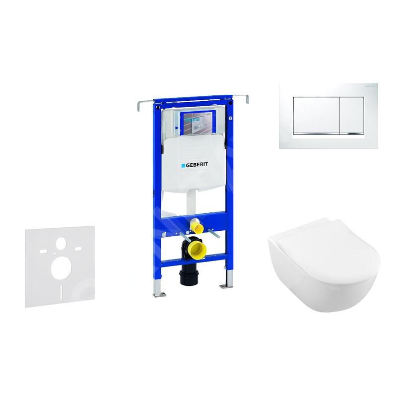 Geberit Duofix - Ensemble bâti-support, cuvette de toilette et siège Subway 2.0, DirectFlush, SoftClose, CeramicPlus et plaque