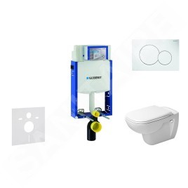 Geberit Kombifix - Ensemble bâti-support, cuvette de toilette et siège D-Code, Rimless, SoftClose, plaque Sigma01, blanc alpin