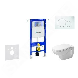 Geberit Duofix - Ensemble bâti-support, cuvette de toilette et siège D-Code, Rimless, SoftClose, plaque Sigma01, blanc alpin