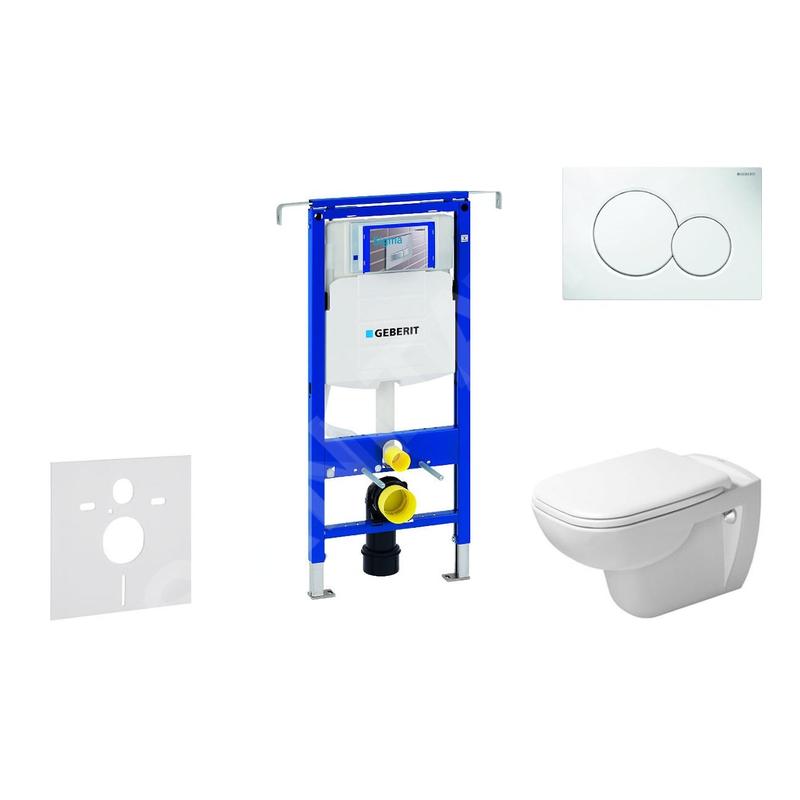 Geberit Duofix - Ensemble bâti-support, cuvette de toilette et siège D-Code, Rimless, SoftClose, plaque Sigma01, blanc alpin
