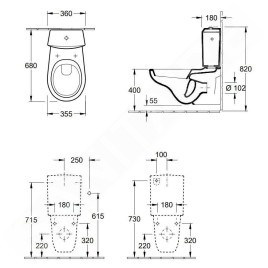Villeroy & Boch O.novo - Cuvette de toilette à poser, alimentation latérale/arrière, CeramicPlus, blanc alpin 7796G1R1
