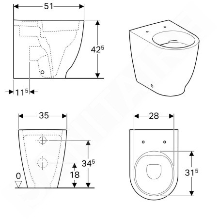 Geberit Acanto - WC à poser, Rimfree, blanc 500.602.01.2