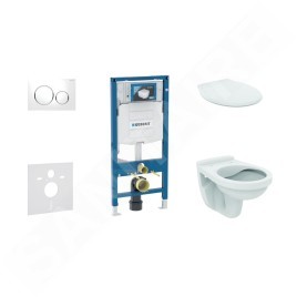 Geberit Duofix - Set d'installation pré-murale, cuvette Alpha avec abattant, plaque de déclenchement Sigma20, blanc/chrome