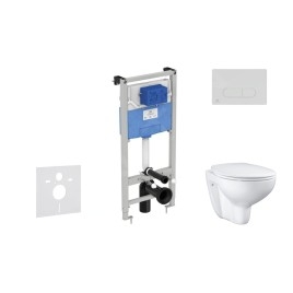 Ideal Standard ProSys - Ensemble pour WC suspendu, cuvette et abattant Bau Ceramic, Plaque de déclenchement Oleas M1, Rimless,