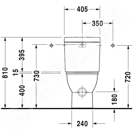 Duravit Darling New - Réservoir de chasse, 405 mm x 160 mm, blanc - réservoir, connexion par le bas, à gauche, rinçage 6 l,
