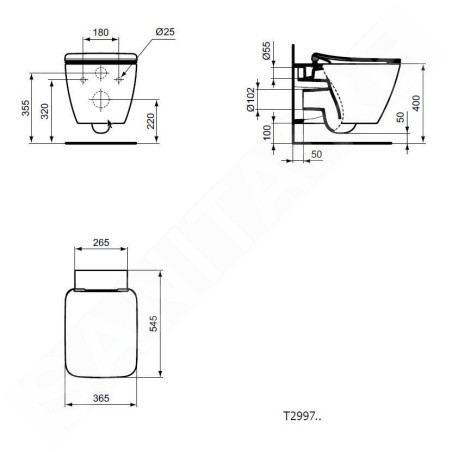 Ideal Standard Strada II - Cuvette de toilette suspendue, AquaBlade, blanc T299701