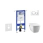 Geberit Duofix - Bâti-support pour WC suspendu avec plaque de déclenchement Sigma20, blanc/chrome poli + Tece One - toilette