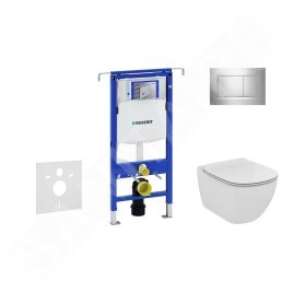 Geberit Duofix - Bâti-support pour WC suspendu avec plaque de déclenchement Sigma30, chrome poli/chrome mat + Ideal Standard