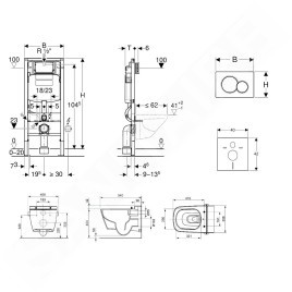 Geberit Duofix - Bâti-support pour WC suspendu avec plaque de déclenchement Sigma01, chrome poli + Tece One, toilette japonaise