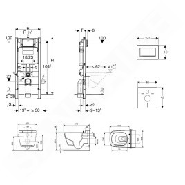Geberit Duofix - Bâti-support pour WC suspendu avec plaque de déclenchement Sigma30, blanc/chrome poli + Tece One - toilette