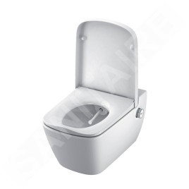Geberit Duofix - Bâti-support pour WC suspendu avec plaque de déclenchement Sigma30, blanc/chrome poli + Tece One - toilette