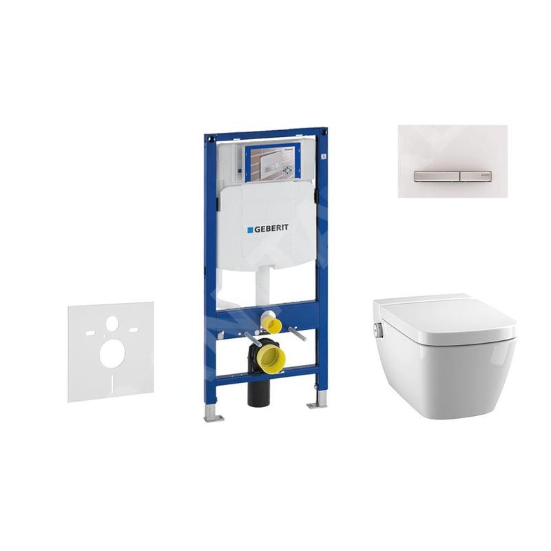 Geberit Duofix - Bâti-support pour WC suspendu avec plaque de déclenchement Sigma50, blanc alpin + Tece One - toilette Geberit Duofix - Bâti-support pour WC suspendu avec plaque de déclenchement Sigma50, blanc alpin + Tece One - toilette