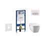 Geberit Duofix - Bâti-support pour WC suspendu avec plaque de déclenchement Sigma50, blanc alpin + Tece One - toilette Geberit Duofix - Bâti-support pour WC suspendu avec plaque de déclenchement Sigma50, blanc alpin + Tece One - toilette