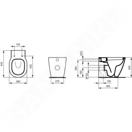 Ideal Standard Connect - WC à poser avec fond creux, avec Ideal Plus, blanc E8231MA