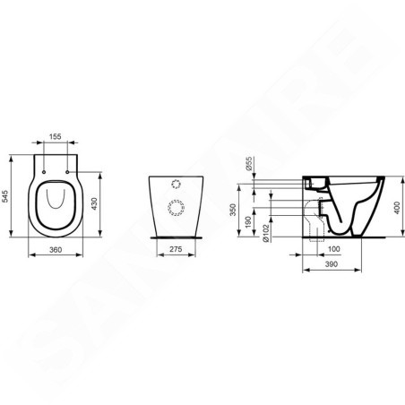 Ideal Standard Connect - WC à poser avec fond creux, avec Ideal Plus, blanc E8231MA