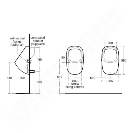 Ideal Standard Connect - Urinoir Jasper Morrison, arrivée cachée, blanc E621501