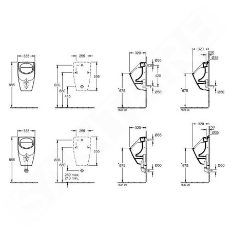 Villeroy & Boch O.novo - Urinoir à action siphonique, 335 x 560 x 320 mm - avec CeramicPlus, blanc alpin 752300R1