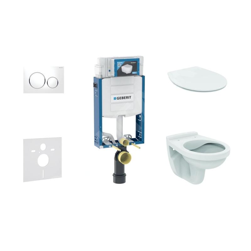 Geberit Kombifix - Set d'installation pré-murale, cuvette Alpha avec abattant, plaque de déclenchement Sigma20, blanc/chrome Geberit Kombifix - Set d'installation pré-murale, cuvette Alpha avec abattant, plaque de déclenchement Sigma20, blanc/chrome