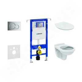 Geberit Duofix - Set d'installation pré-murale, cuvette Alpha avec abattant, plaque de déclenchement Sigma01, chrome brillant