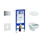 Geberit Duofix - Set d'installation pré-murale, cuvette Alpha avec abattant, plaque de déclenchement Sigma01, chrome brillant