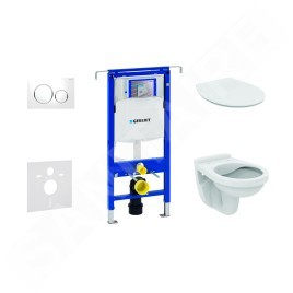 Geberit Duofix - Set d'installation pré-murale, cuvette Alpha avec abattant, plaque de déclenchement Sigma20, blanc/chrome