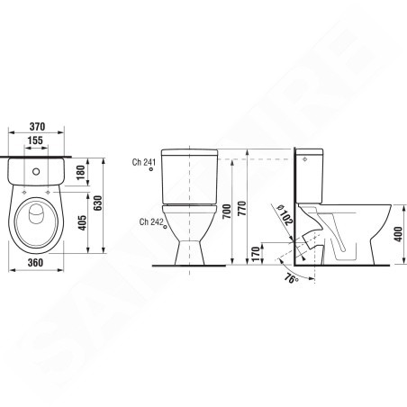 Jika Lyra plus - WC combiné, évacuation arrière, Dual Flush, blanc H8263840002423