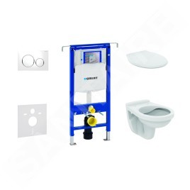 Geberit Duofix - Set d'installation pré-murale, cuvette Alpha avec abattant, plaque de déclenchement Sigma20, blanc/chrome