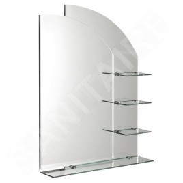 Aqualine Wega - Miroir 650x900 mm, arrondi, avec étagères 65028