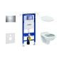 Geberit Duofix - Set d'installation pré-murale, cuvette Alpha avec abattant, plaque de déclenchement Sigma30, chrome