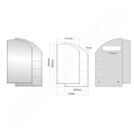 Aqualine Wega - Miroir 650x900 mm, arrondi, avec étagères 65028