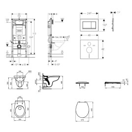 Geberit Duofix - Set d'installation pré-murale, cuvette Alpha avec abattant, plaque de déclenchement Sigma30, chrome