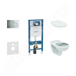 Geberit Duofix - Set d'installation pré-murale, cuvette Alpha avec abattant, plaque de déclenchement Sigma01, chrome brillant