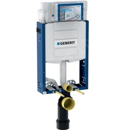 Geberit Kombifix - Set d'installation pré-murale, cuvette Alpha avec abattant, plaque de déclenchement Sigma01, chrome brillant