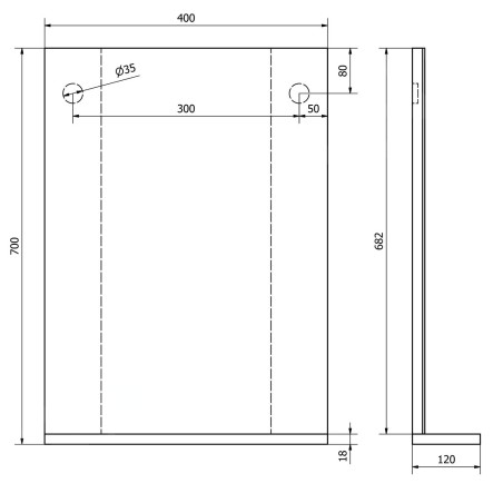 Aqualine Beta - Miroir 400x700 mm, avec étagère, verre/blanc 57395