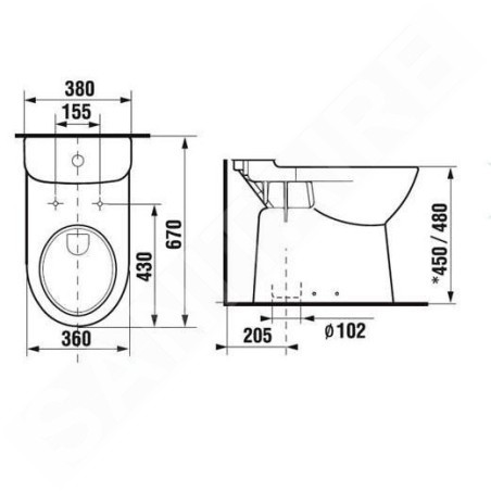 Jika Deep - Réservoir de chasse, 380x385, remplissage par le bas, Dual Flush, blanc H8276130002421