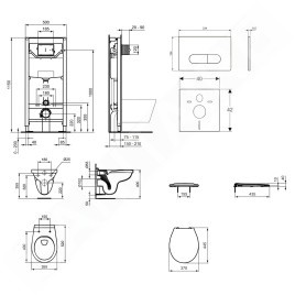 Ideal Standard ProSys - Set d'installation pré-murale, cuvette Alpha avec abattant, plaque de déclenchement Oleas M1, chrome